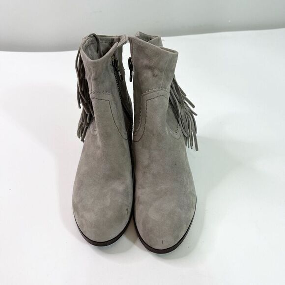 Sam Edelman Boots Womens 9M Gray Louie Western Style Suede Fringed Ankle - Picture 4 of 12